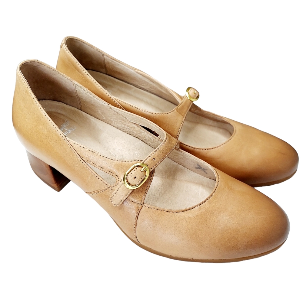 Dansko Maryjane Professional Clogs 40 US 9.5 Nude Beige Tan Leather Comfort Shoe